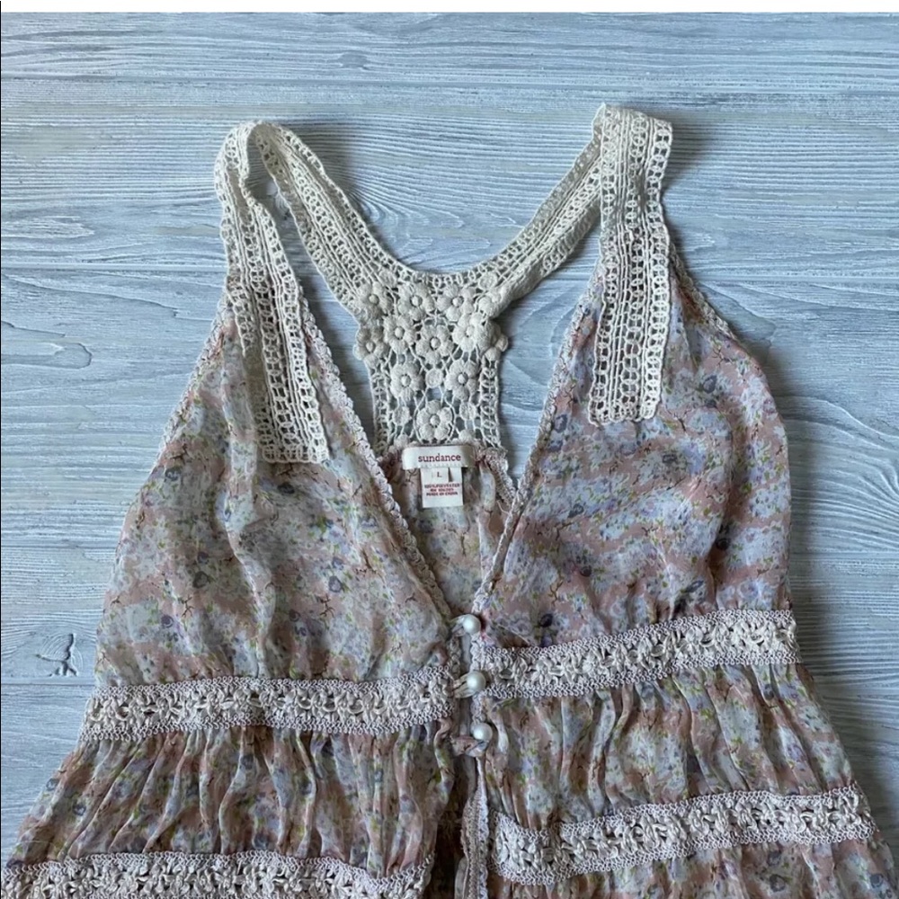Sundance sheer floral blouse Size large